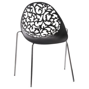 Silla de Confidente DENALI con estructura metálica apilable y exclusivo diseño en color negro