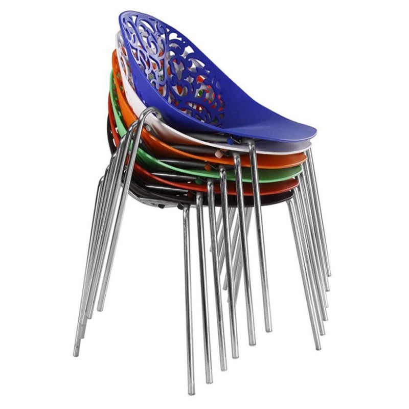 Silla de Confidente DENALI con estructura metálica apilable y exclusivo diseño en color negro