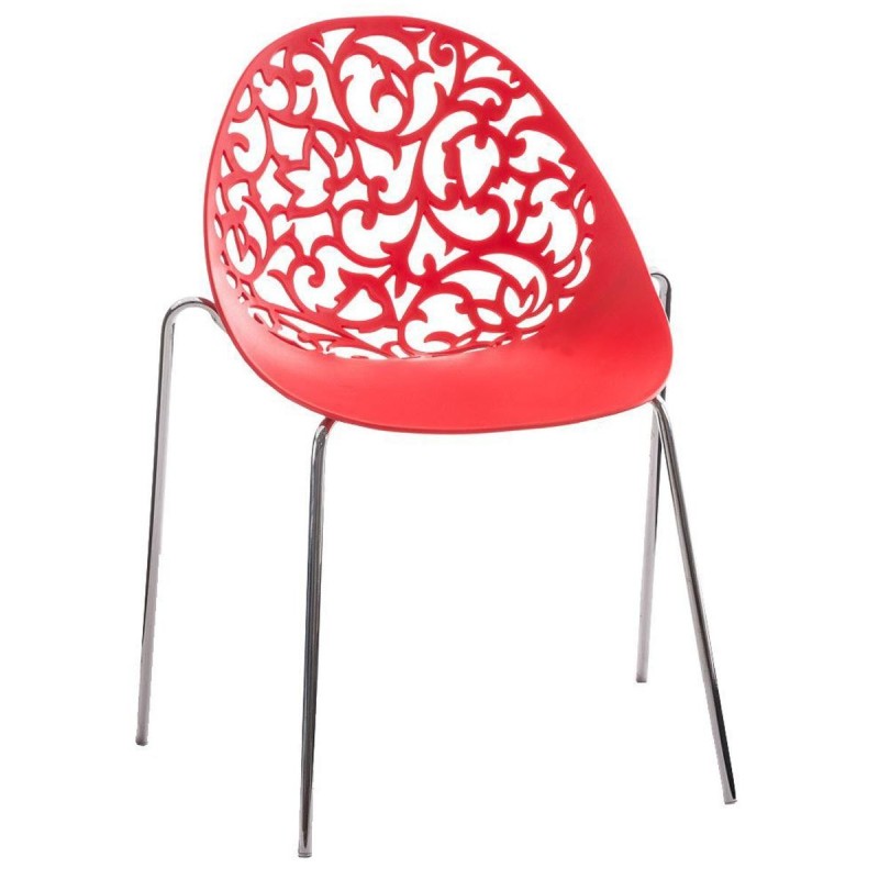 Silla de Confidente DENALI con estructura metálica apilable y exclusivo diseño en color negro