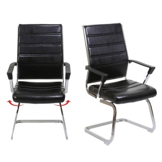 Lote de 2 sillas de Confidente CAEL, estructura metálica giratoria, en piel color negro 2