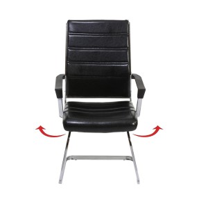 Lote de 2 sillas de Confidente CAEL, estructura metálica giratoria, en piel color negro