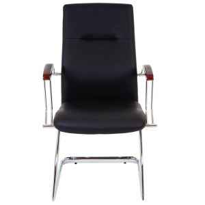 Lote de 2 sillas de Confidente GRISI, estructura metálica, en piel color negro