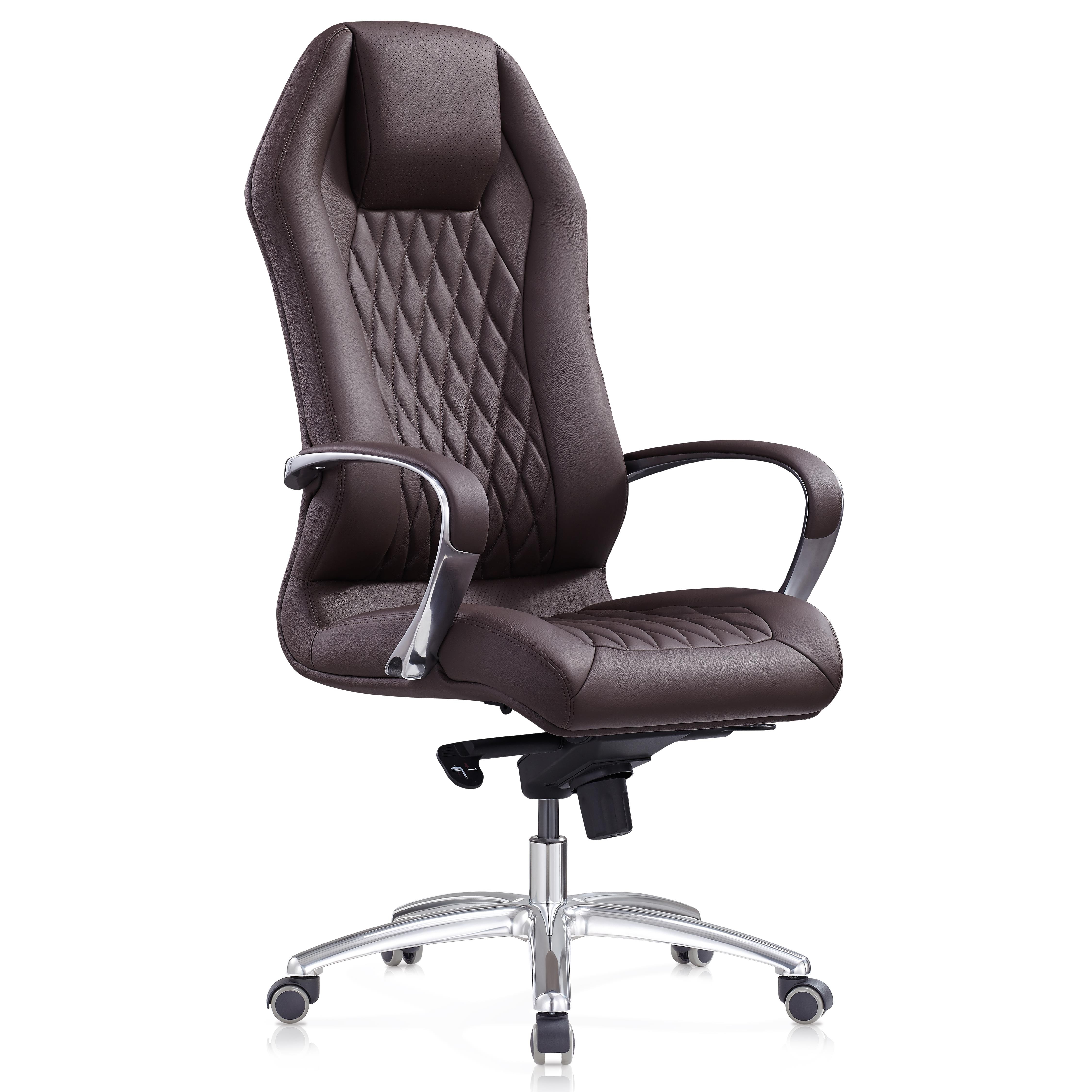 Sillón Ergonómico BATURA, Precioso Diseño, Tapizado en Piel Genuina color Negro