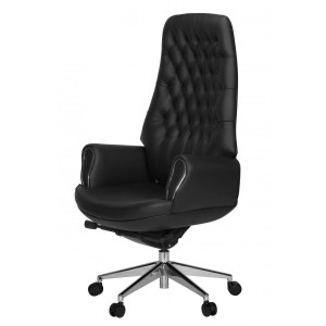Sillón CERVINO, hecho a mano artesanalmente, diseño exclusivo con gran acolchado tapizado en piel natural color negro