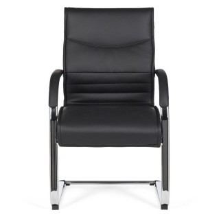 Silla de confidente ergonómica PINDO. Exclusivo diseño, estructura metálica y tapizada en piel color negro 2