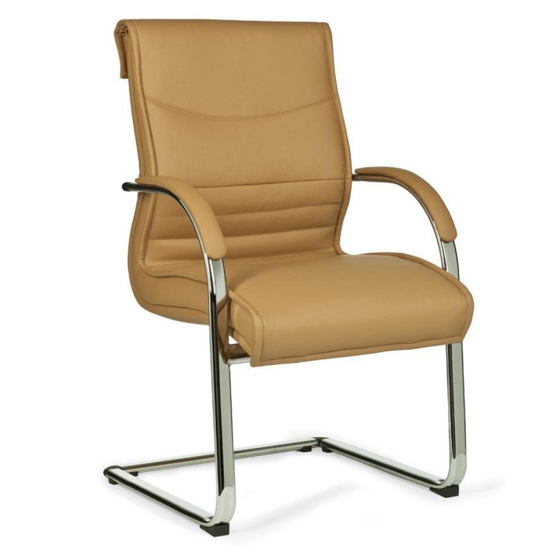 Silla de confidente ergonómica PINDO. Exclusivo diseño, estructura metálica y tapizada en piel color negro