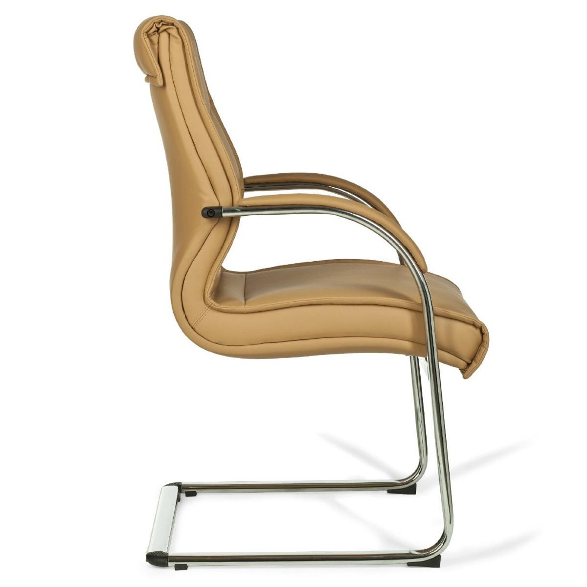 Silla de Confidente Ergonómica PINDO, Gran Acolchado, Elegante Diseño en Piel color Negro