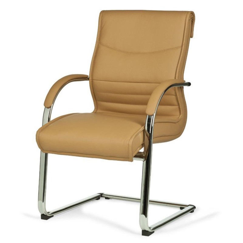 Silla de confidente ergonómica PINDO. Exclusivo diseño, estructura metálica y tapizada en piel color negro