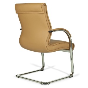 Silla de confidente ergonómica PINDO. Exclusivo diseño, estructura metálica y tapizada en piel color negro