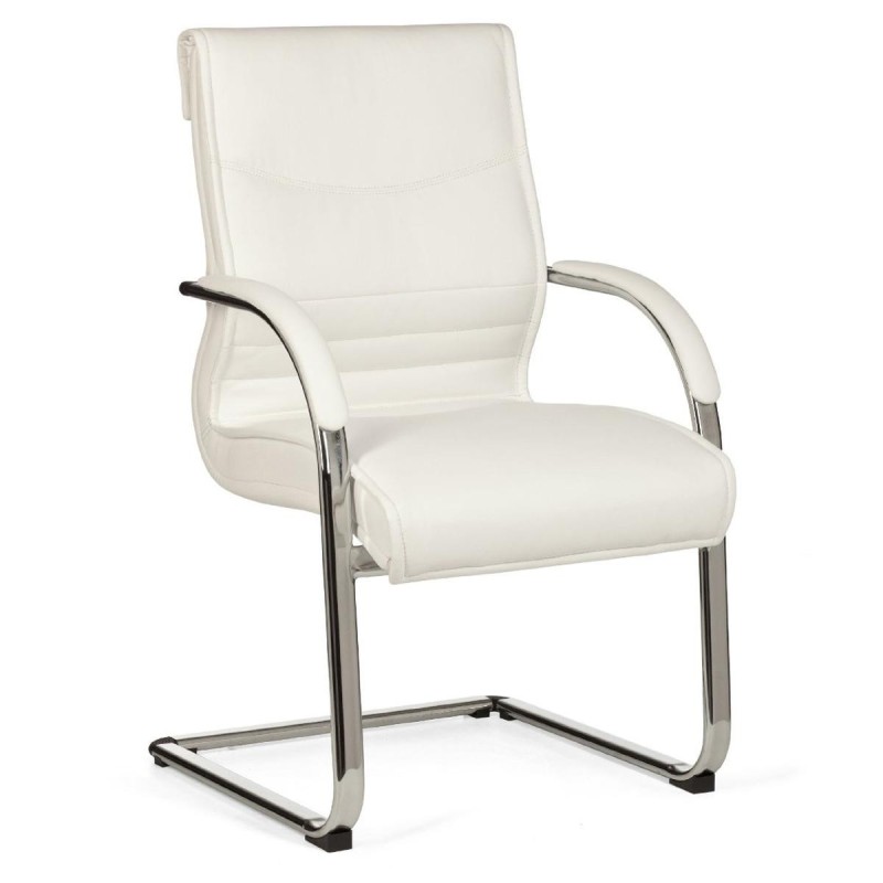 Silla de confidente ergonómica PINDO. Exclusivo diseño, estructura metálica y tapizada en piel color negro