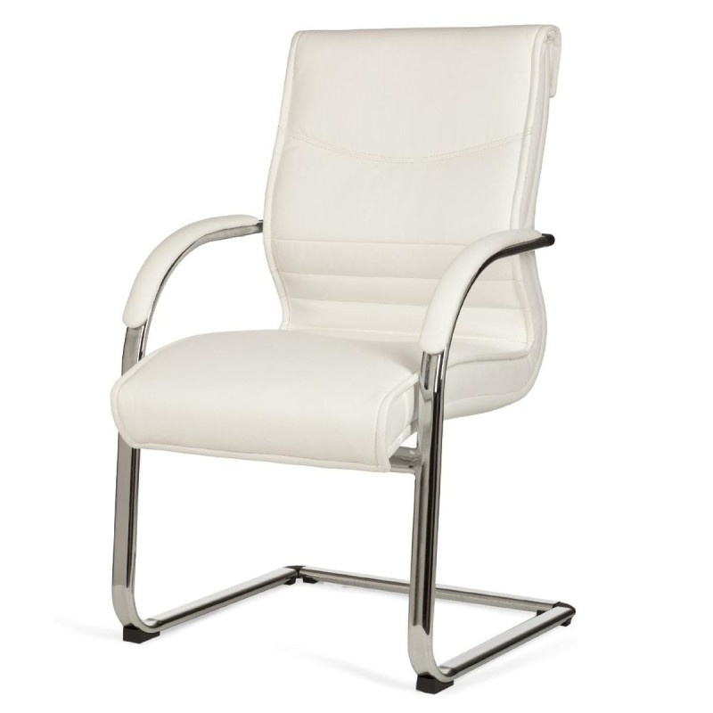 Silla de confidente ergonómica PINDO. Exclusivo diseño, estructura metálica y tapizada en piel color negro