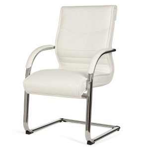 Silla de confidente ergonómica PINDO. Exclusivo diseño, estructura metálica y tapizada en piel color negro