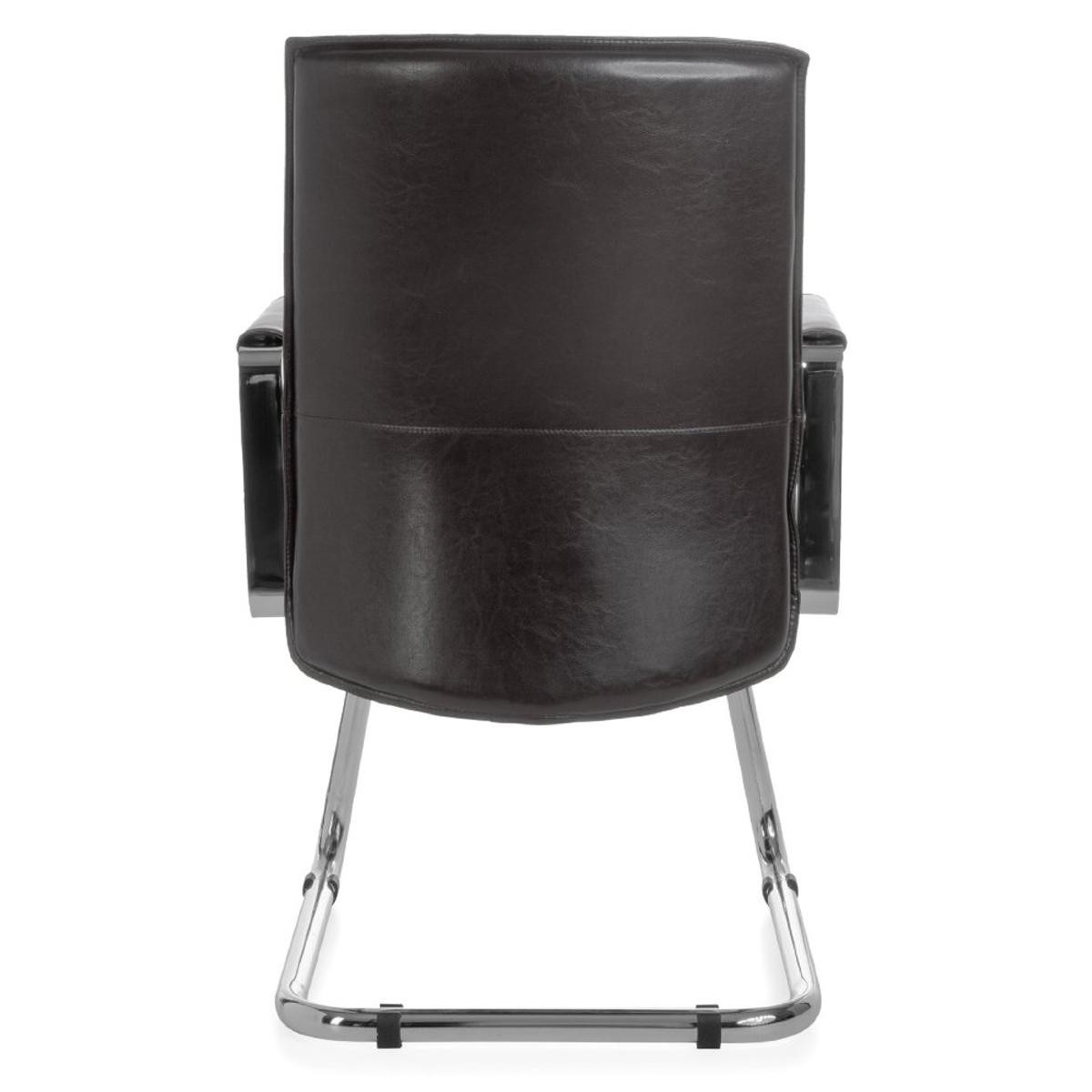 Silla de Confidente SINAI, Muy Elegante, Estructura Metálica, Tapizada en Piel Genuina color Negro