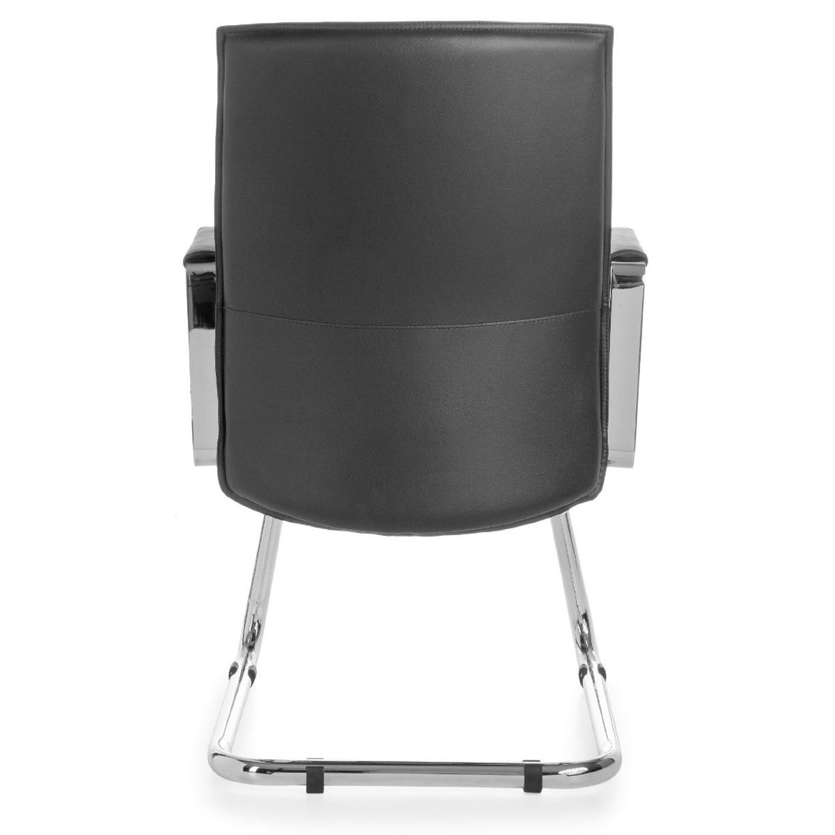 Silla de Confidente SINAI, Muy Elegante, Estructura Metálica, Tapizada en Piel Genuina color Negro