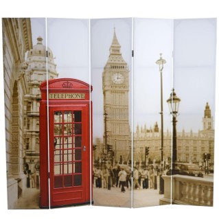 Biombo de estilo vintage LONDRES, 180x200x2,5cm, estructura de madera con tapizado de tela en poliester 2