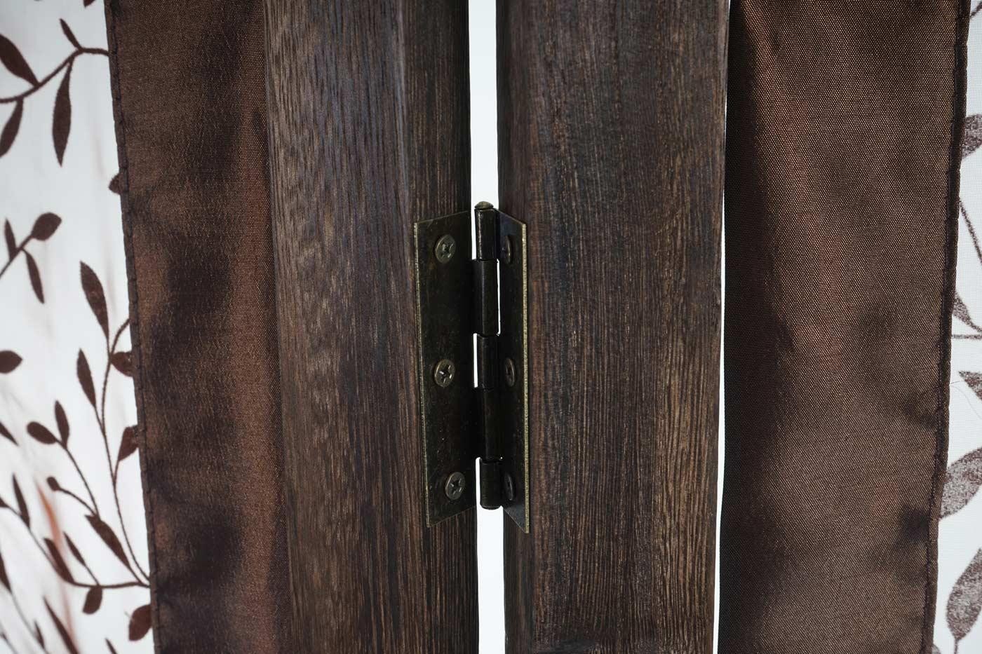 Biombo 4 paneles HADAR, 170x160x2cm, Estructura de Madera en Marrón con Tapizado de Tela