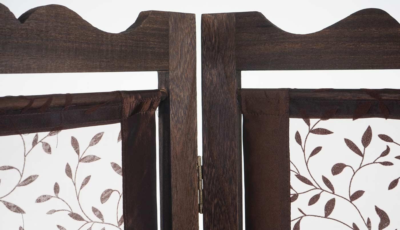 Biombo 4 paneles HADAR, 170x160x2cm, Estructura de Madera en Marrón con Tapizado de Tela