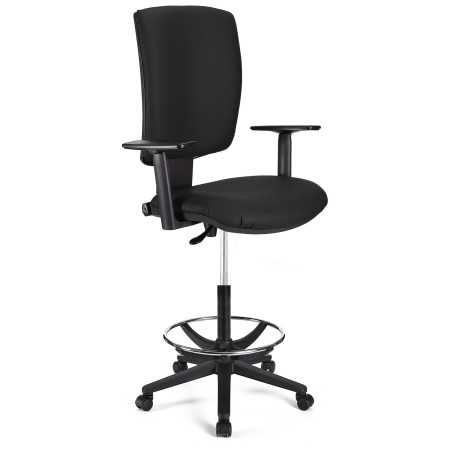 Taburete de oficina ATLAS PLUS PIEL en color negro