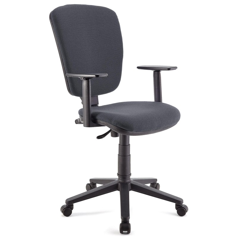 Silla de oficina CALIPSO PLUS, respaldo y brazos ajustables, en tela negra