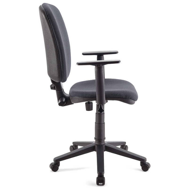 Silla de oficina CALIPSO PLUS, respaldo y brazos ajustables, en tela negra
