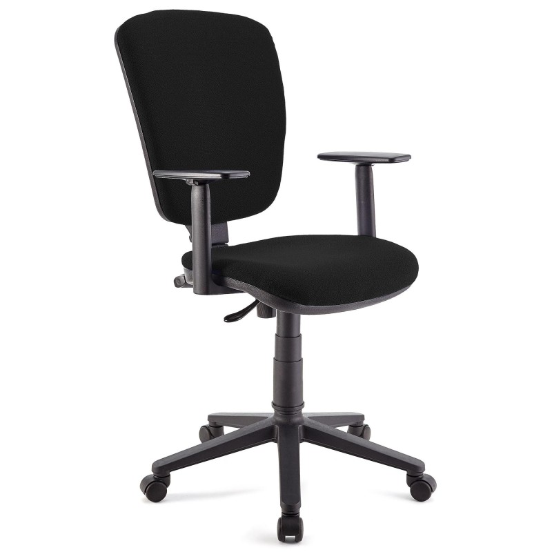 Silla de oficina CALIPSO PLUS, respaldo y brazos ajustables, en tela negra