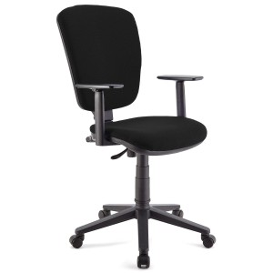 Silla de oficina CALIPSO PLUS, respaldo y brazos ajustables, en tela negra