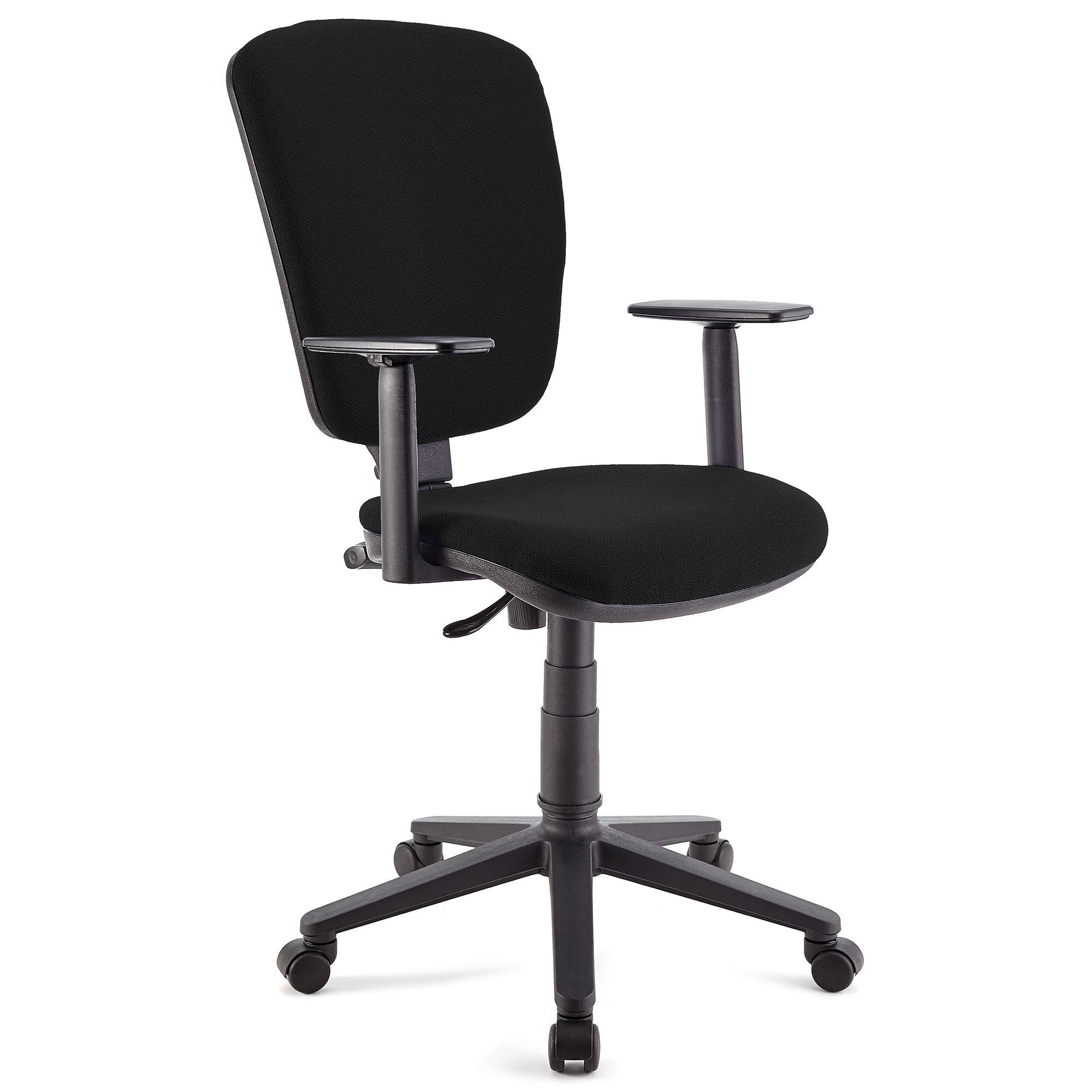 Silla de Oficina CALIPSO PLUS, Respaldo y Reposabrazos Ajustables, Robusta, En Tela Negra