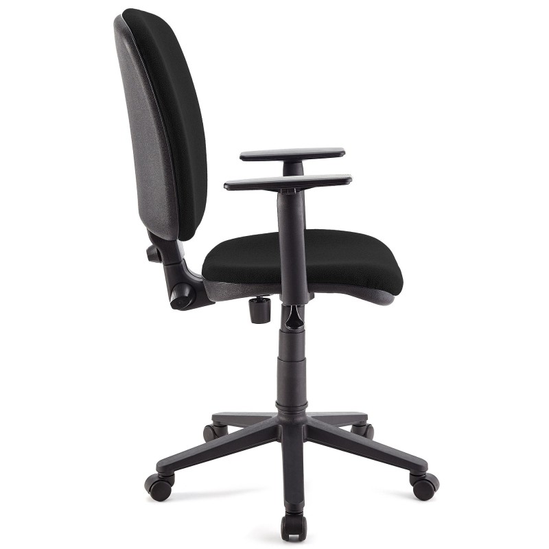 Silla de oficina CALIPSO PLUS, respaldo y brazos ajustables, en tela negra
