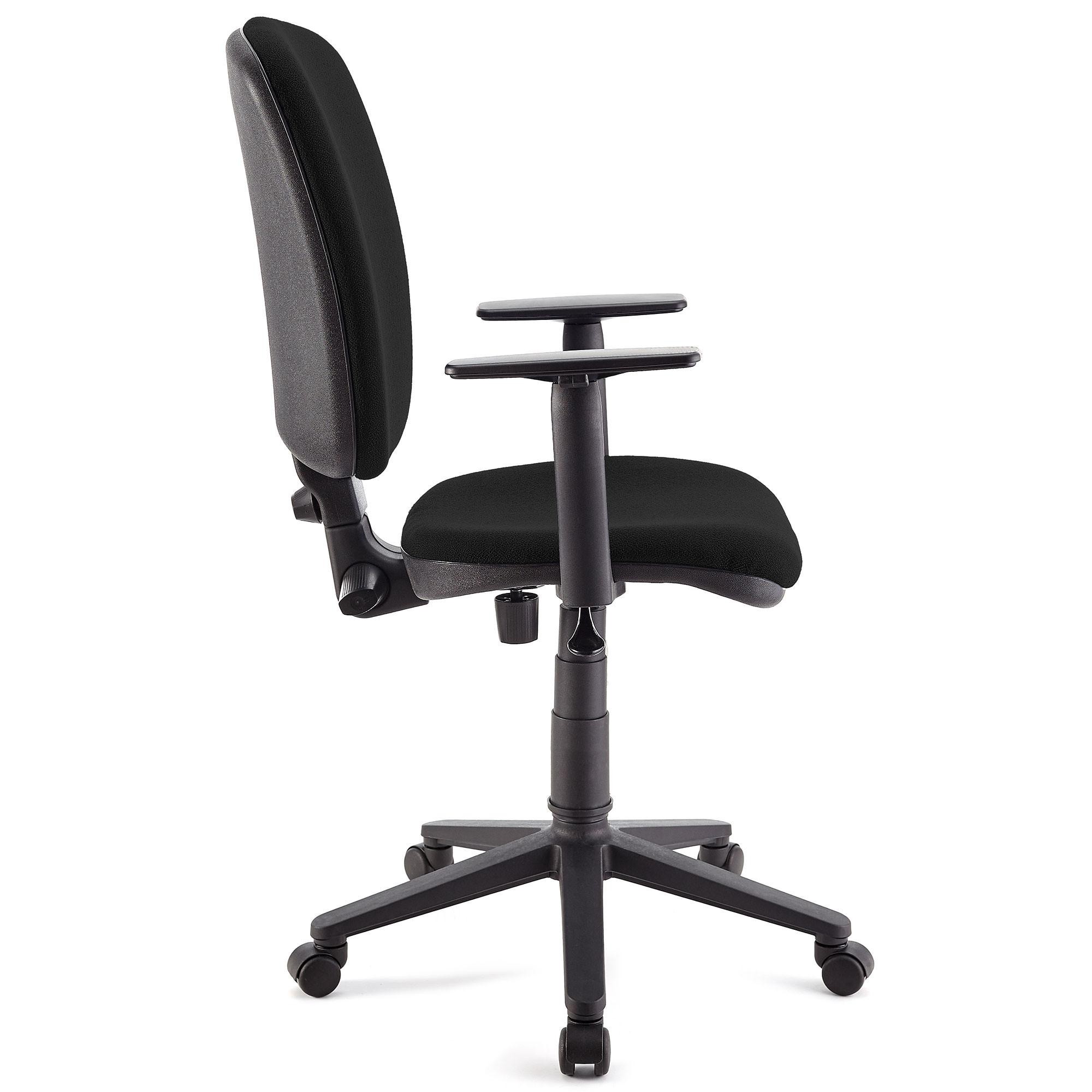 Silla de Oficina CALIPSO PLUS, Respaldo y Reposabrazos Ajustables, Robusta, En Tela Negra