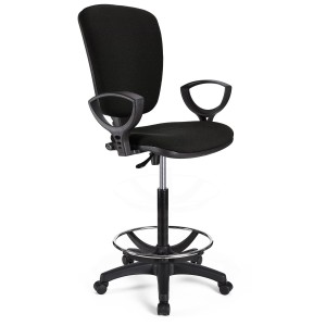 Taburete de trabajo CALIPSO en tela color negro