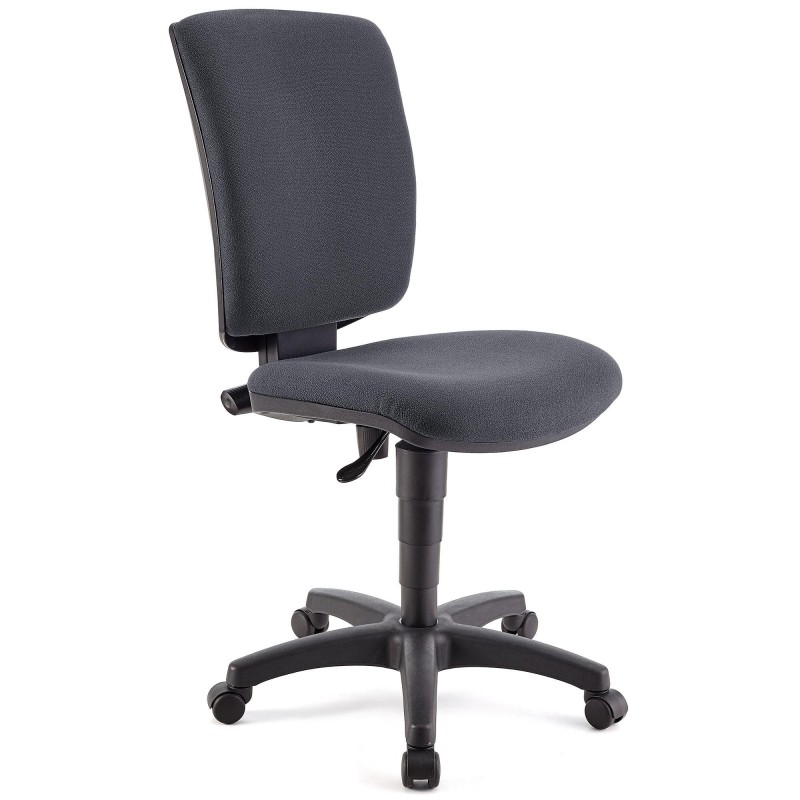 Silla de oficina ATLAS SIN BRAZOS, respaldo ajustable, en tela negra
