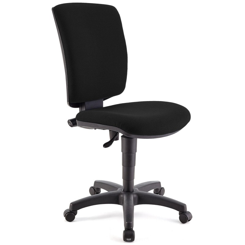Silla de oficina ATLAS SIN BRAZOS, respaldo ajustable, en tela negra