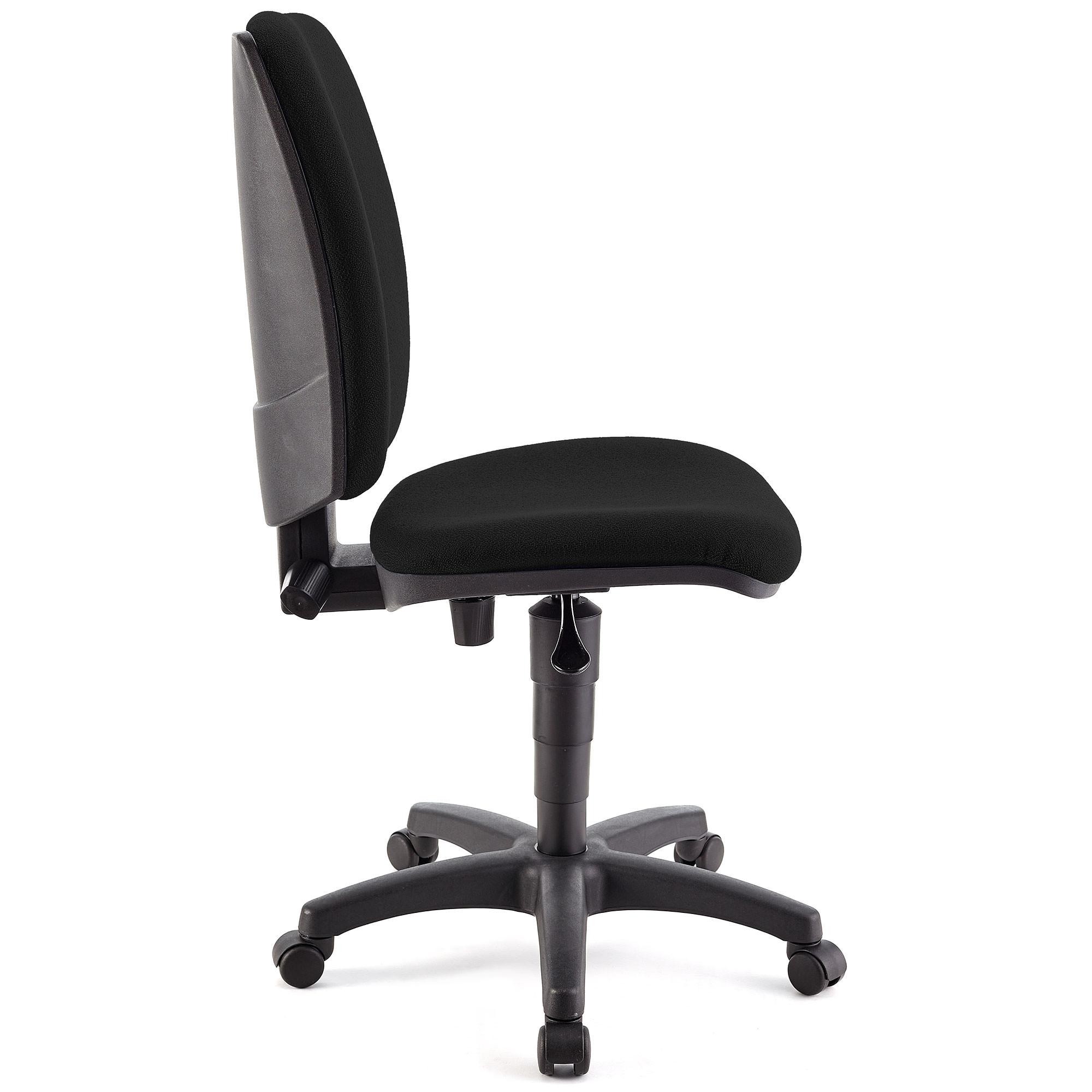 Silla de Oficina ATLAS SIN BRAZOS, Respaldo Ajustable, Gran Acolchado, En Tela Negra