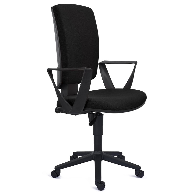 Silla de oficina ATLAS, respaldo ajustable, en tela negra