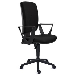 Silla de oficina ATLAS, respaldo ajustable, en tela negra