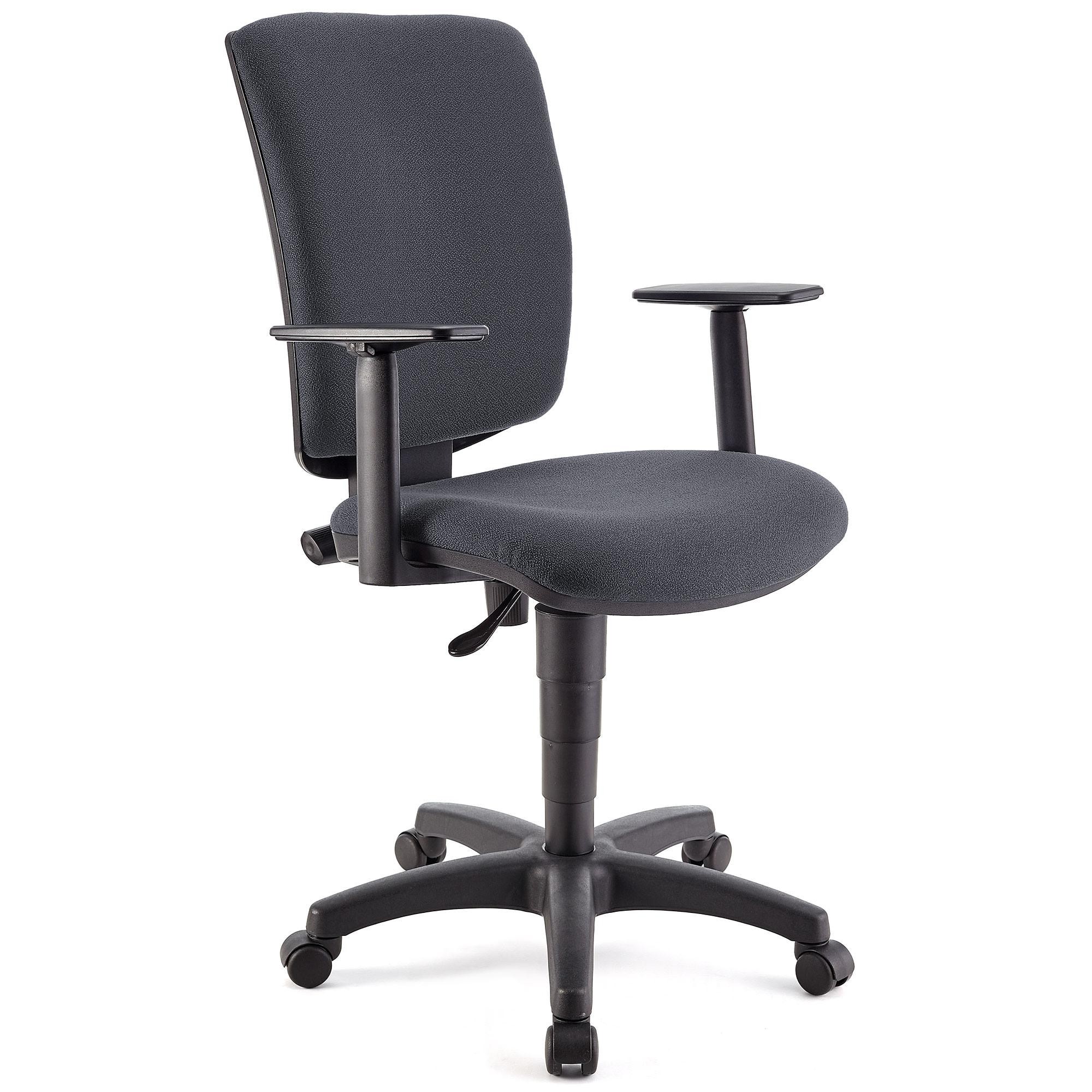 Silla de Oficina ATLAS PLUS, Respaldo y Brazos Ajustables, Gran Acolchado, En Tela Negra