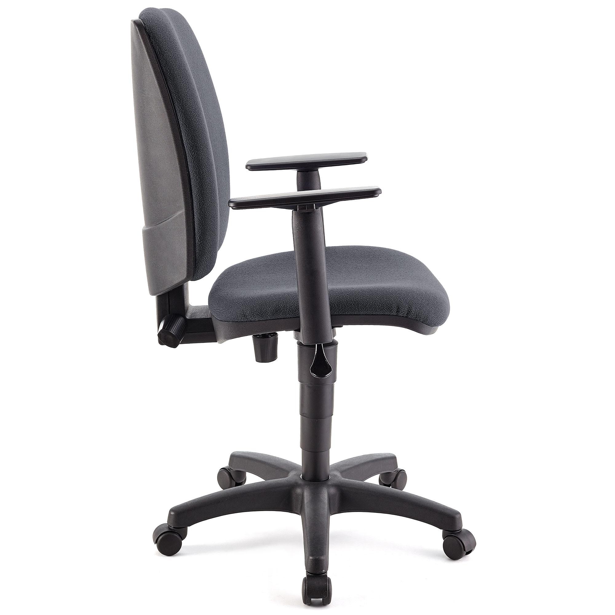 Silla de Oficina ATLAS PLUS, Respaldo y Brazos Ajustables, Gran Acolchado, En Tela Negra
