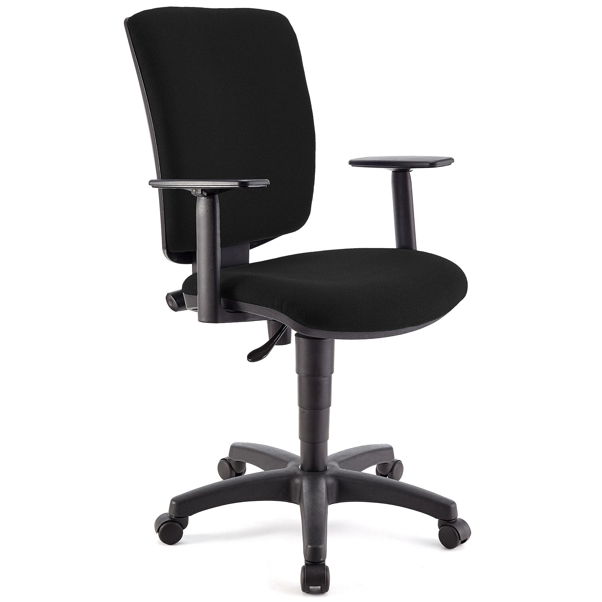 Silla de Oficina ATLAS PLUS, Respaldo y Brazos Ajustables, Gran Acolchado, En Tela Negra