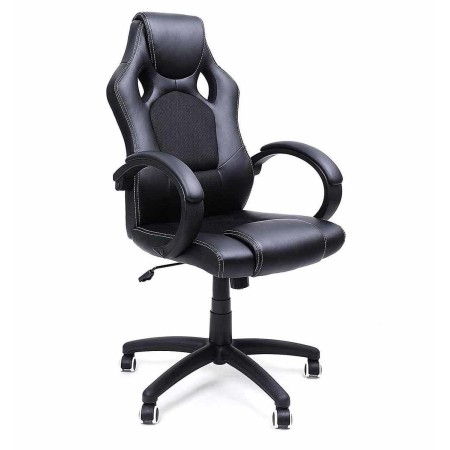 Silla de Oficina ARTY, Diseño Deportivo, en Piel color Negro