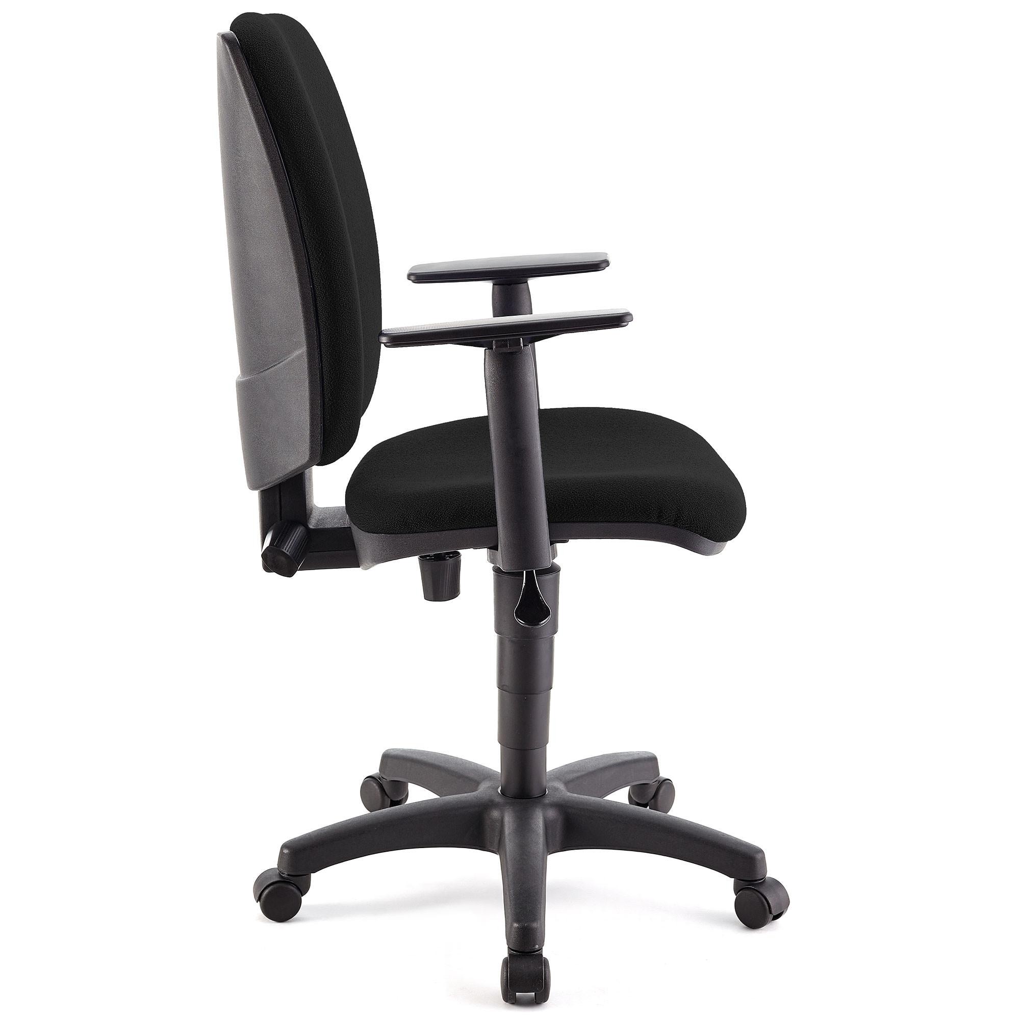 Silla de Oficina ATLAS PLUS, Respaldo y Brazos Ajustables, Gran Acolchado, En Tela Negra