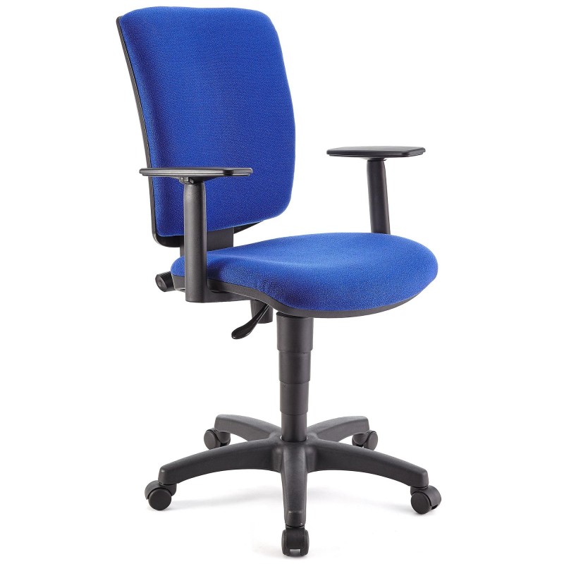 Silla de oficina ATLAS PLUS, respaldo y brazos ajustables, en tela negra