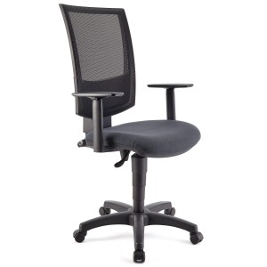 Silla de oficina PANDORA PLUS, gran acolchado, en malla y tela color negro