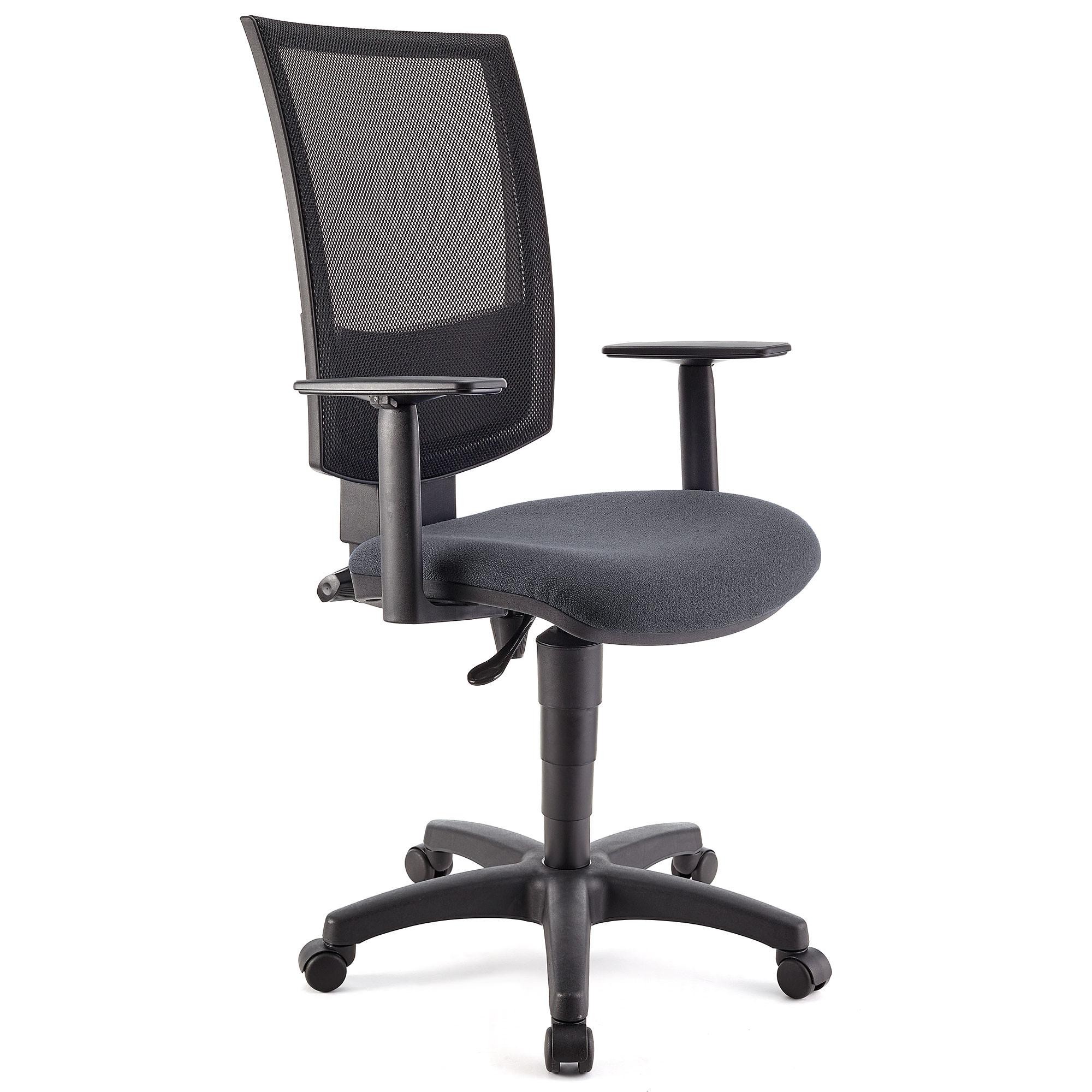 Silla de Oficina PANDORA PLUS, Respaldo en Malla, Brazos Ajustables, Gran Acolchado, Negro
