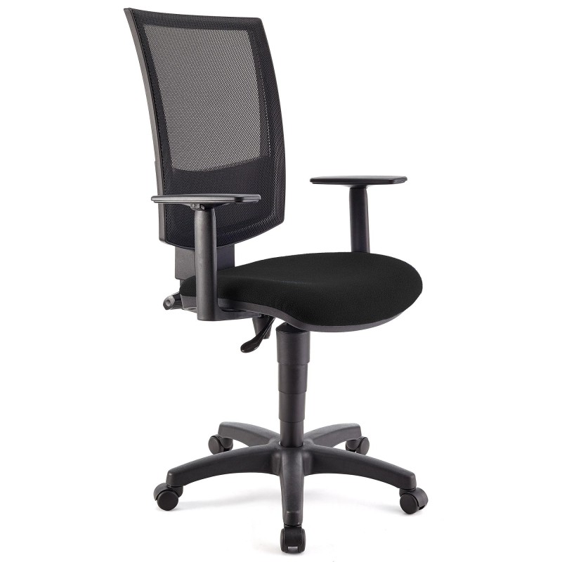 Silla de oficina PANDORA PLUS, gran acolchado, en malla y tela color negro