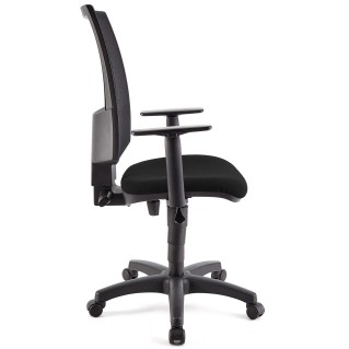 Silla de oficina PANDORA PLUS, gran acolchado, en malla y tela color negro 2