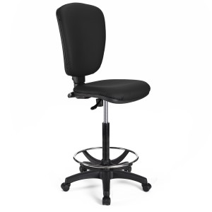 Taburete de oficina CALIPSO SIN BRAZOS PIEL en color negro