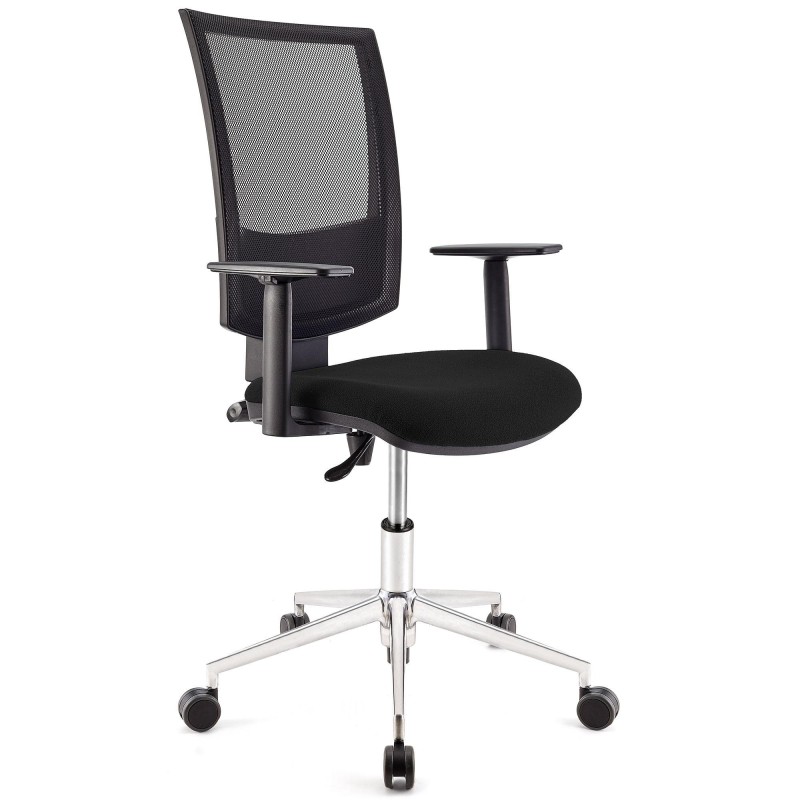 Silla de oficina PANDORA PRO, base en metal, en malla y tela color negro