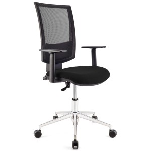 Silla de oficina PANDORA PRO, base en metal, en malla y tela color negro
