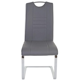 Lote de 2 sillas de Confidente AMY, estructura metálica, en piel color gris 2