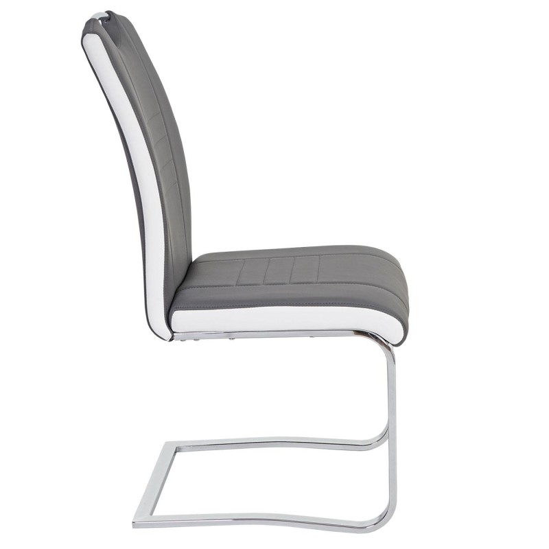 Lote de 2 sillas de Confidente AMY, estructura metálica, en piel color gris